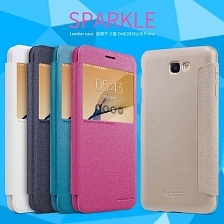 Чехол книжка Nillkin Sparkle для SAMSUNG Galaxy J5 Prime (SM-G570), экокожа, цвет малиновый.