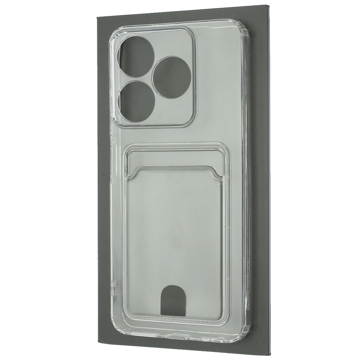 Чехол накладка CARD CASE для TECNO Spark 10, TECNO Spark 10C, защита камеры, силикон, отдел для карт, цвет прозрачный
