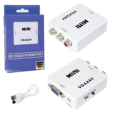 Переходник, адаптер, конвертер H131, VGA to 3 RCA, AUX разъем, кабель питания Mini USB, цвет белый Переходник, адаптер, конвертер H131, VGA to 3 RCA, AUX разъем, кабель питания Mini USB, цвет белый