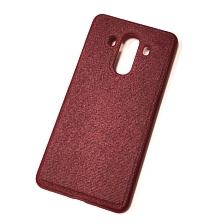 Чехол накладка для HUAWEI Mate 10 Pro, силикон, ткань, цвет бордовый