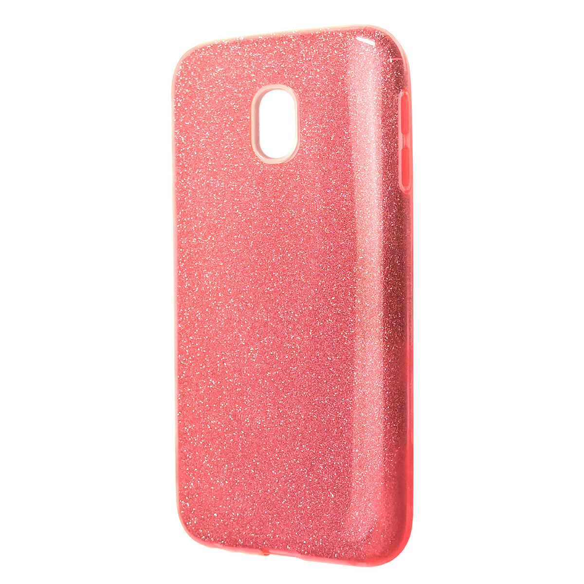 Чехол накладка для SAMSUNG Galaxy J3 2017 (SM-J330), силикон, блестки, цвет розовый.