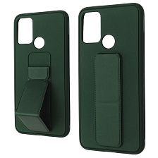 Чехол накладка STAND для HUAWEI Honor 9A (MOA-LX9N), подставка, магнит, экокожа, цвет темно зеленый