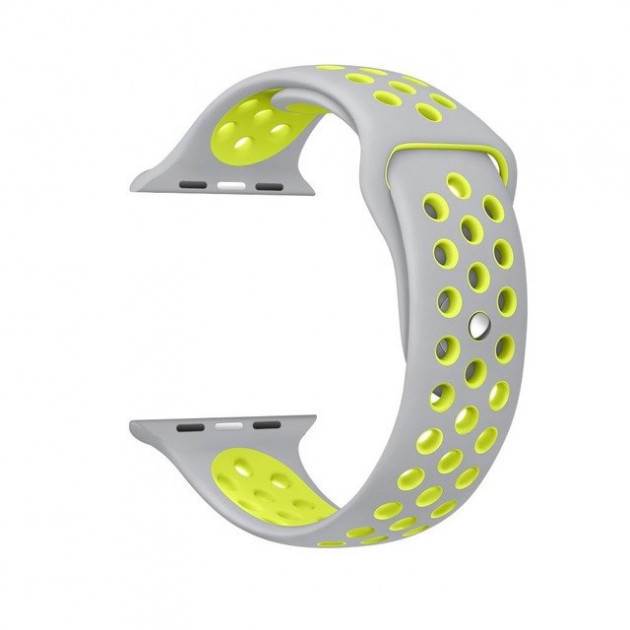 Ремешок для Apple Watch спортивный "Nike", размер 40 mm, цвет светло серый- зеленый.
