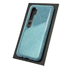 Чехол накладка Shine для XIAOMI Mi Note 10 Pro, Mi Note 10, Mi CC9 Pro, силикон, блестки, цвет голубой
