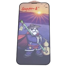 Защитное стекло Super-A+ для APPLE iPhone 13 (6.1"), iPhone 13 Pro (6.1"), iPhone 14 (6.1"), iPhone 16e (6.1"), с сеточкой на динамике, цвет окантовки черный