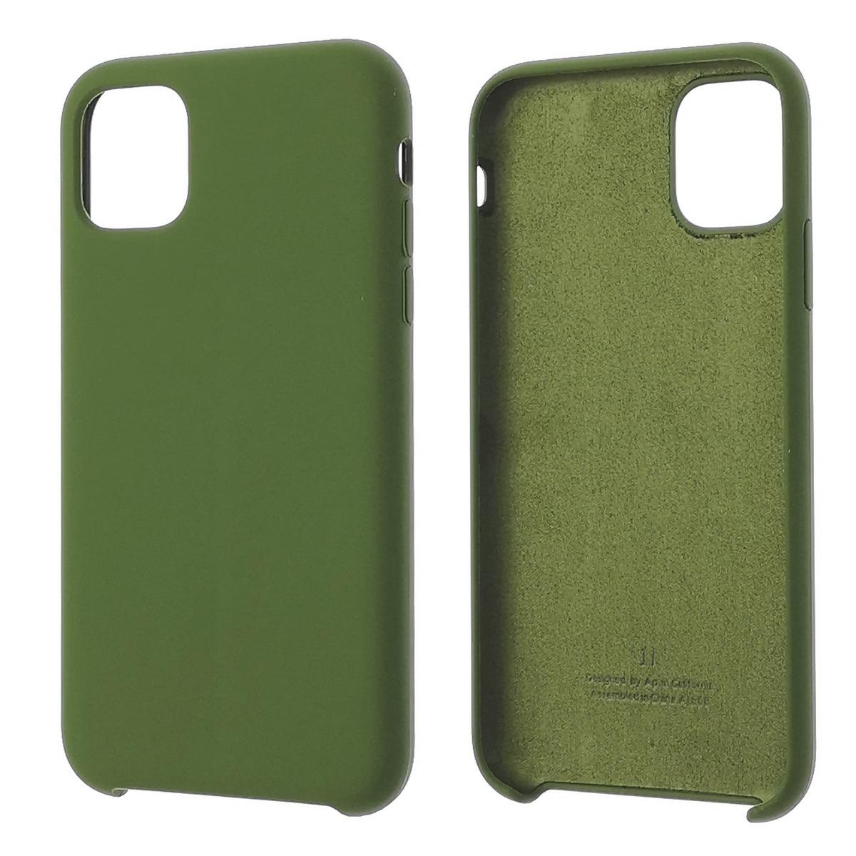 Чехол накладка Silicon Case для APPLE iPhone 11, силикон, бархат, цвет  болотный