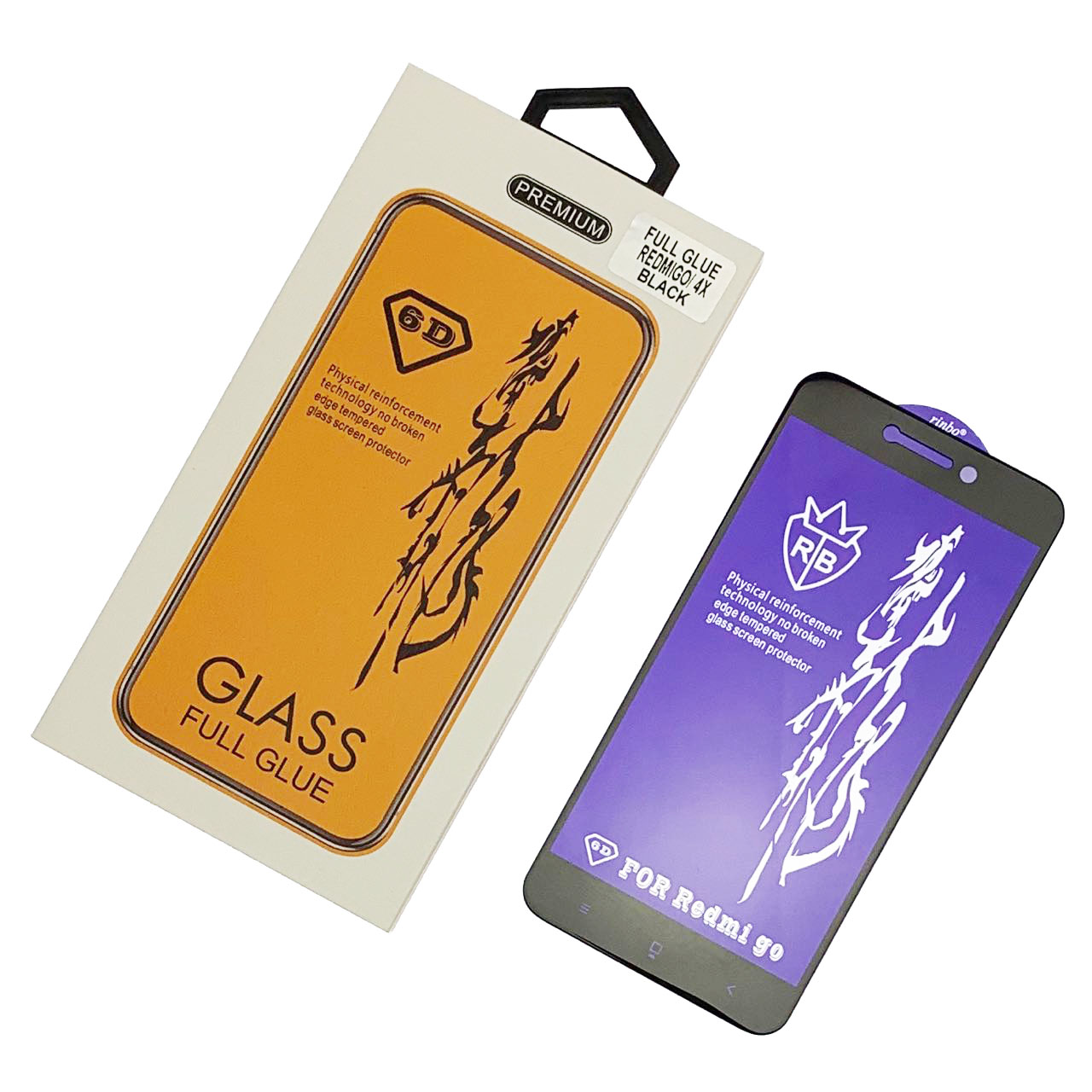 Защитное стекло "6D" GLASS FULL GLUE для XIAOMI Redmi Go, Redmi 5A, Redmi 4X, цвет канта чёрный.