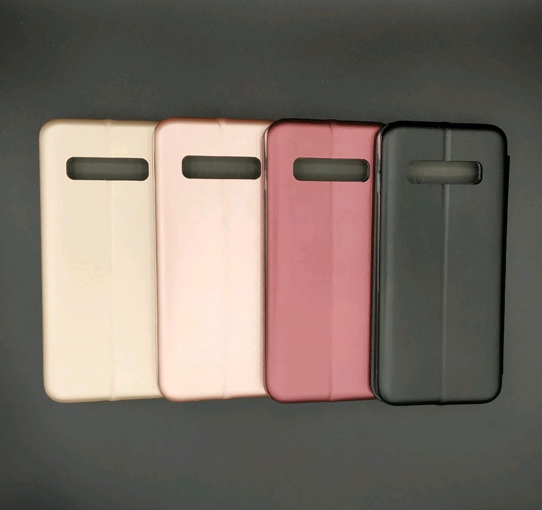 Чехол книжка для SAMSUNG Galaxy S10 Plus (SM-G975), экокожа, визитница, цвет золотистый.
