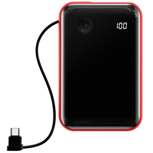 Внешний аккумулятор, Power Bank BASEUS PPXF-A09, 10000 mAh, с кабелем Type-C, цвет черно красный.