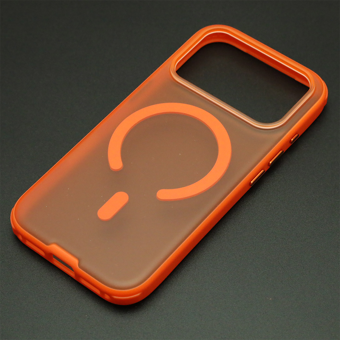 Чехол накладка NEW с поддержкой Magsafe для APPLE iPhone 17 Pro, iPhone 18 Pro, матовый, силикон, пластик, цвет прозрачно оранжевый