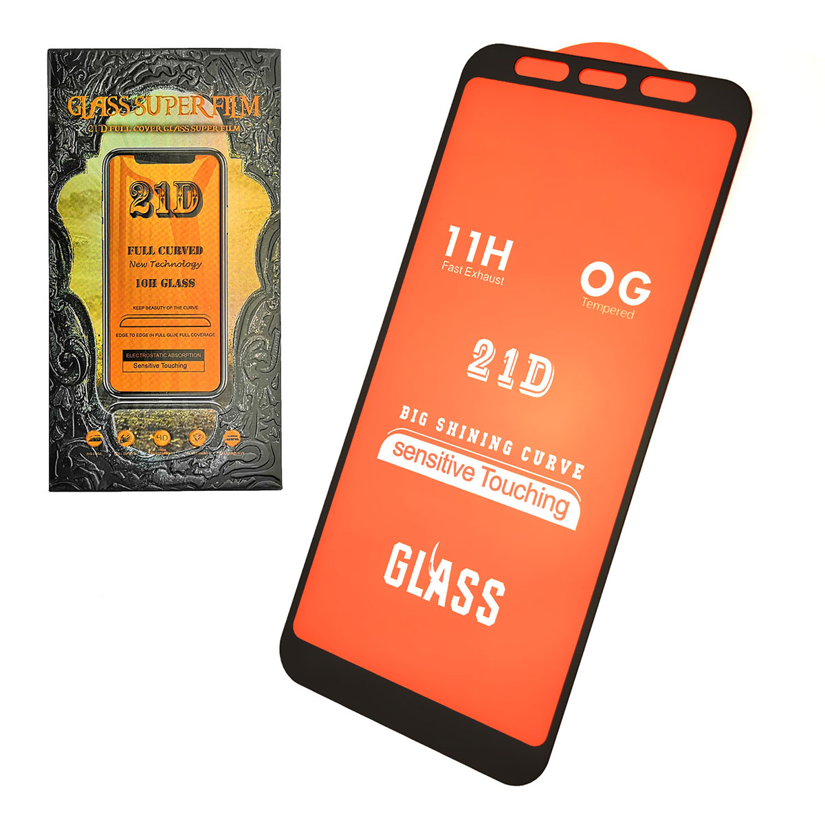 Защитное стекло 21D для SAMSUNG Galaxy A8 Plus (SM-A730), цвет окантовки черный