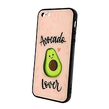 Чехол накладка для APPLE iPhone 5, 5G, 5S, SE, силикон, стекло, рисунок AVOCADO Lover.