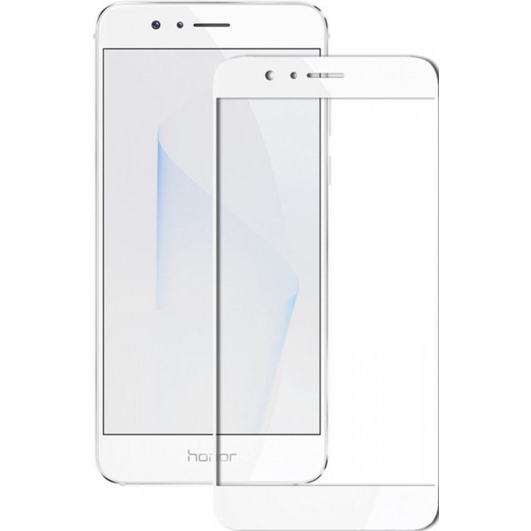 Защитное стекло 3D для Huawei Honor 8 белый кант TIGER.
