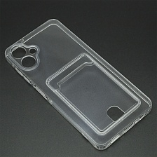 Чехол накладка CARD CASE для SAMSUNG Galaxy A06, силикон, отдел для карт, защита камеры, цвет прозрачный