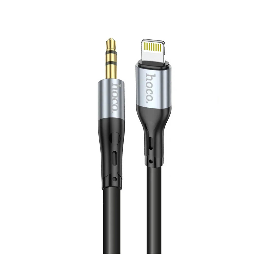 Аудио кабель, переходник HOCO UPA22 Lightning 8 pin на AUX Jack 3.5 mm, длина 1 метр, цвет черный