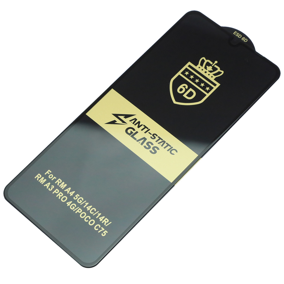 Защитное стекло ESD OG Glass 6D ANTI-STATIC GLASS для XIAOMI Redmi 14C, Redmi A3 Pro, Redmi A4, Redmi A5, POCO C71, POCO C75, цвет окантовки черный