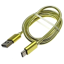 Кабель Type-C aka USB-C M2, металлический, длина 1 метр, цвет золотистый