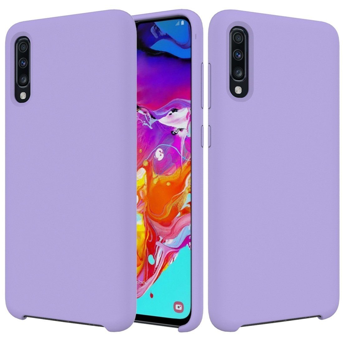 Чехол накладка Silicon Cover для SAMSUNG Galaxy A50 (SM-A505), A30s  (SM-A307), A50s (SM-A507), силикон, бархат, цвет сиреневый