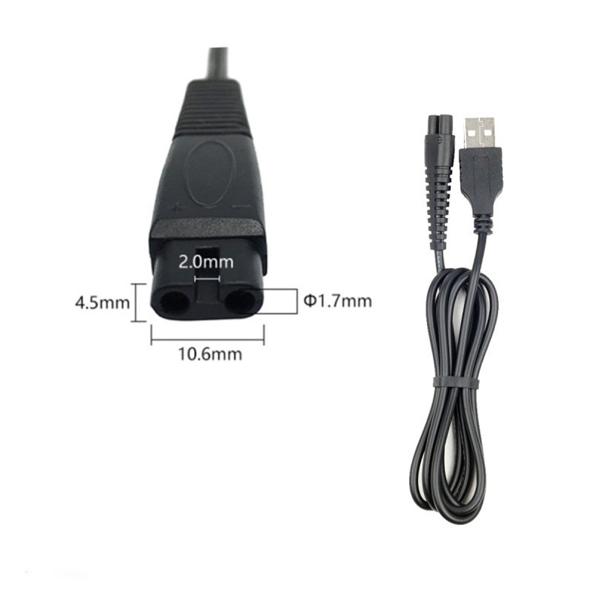 Кабель USB DL40 для зарядки электробритв, длина 1 метр, цвет черный (восьмерка)