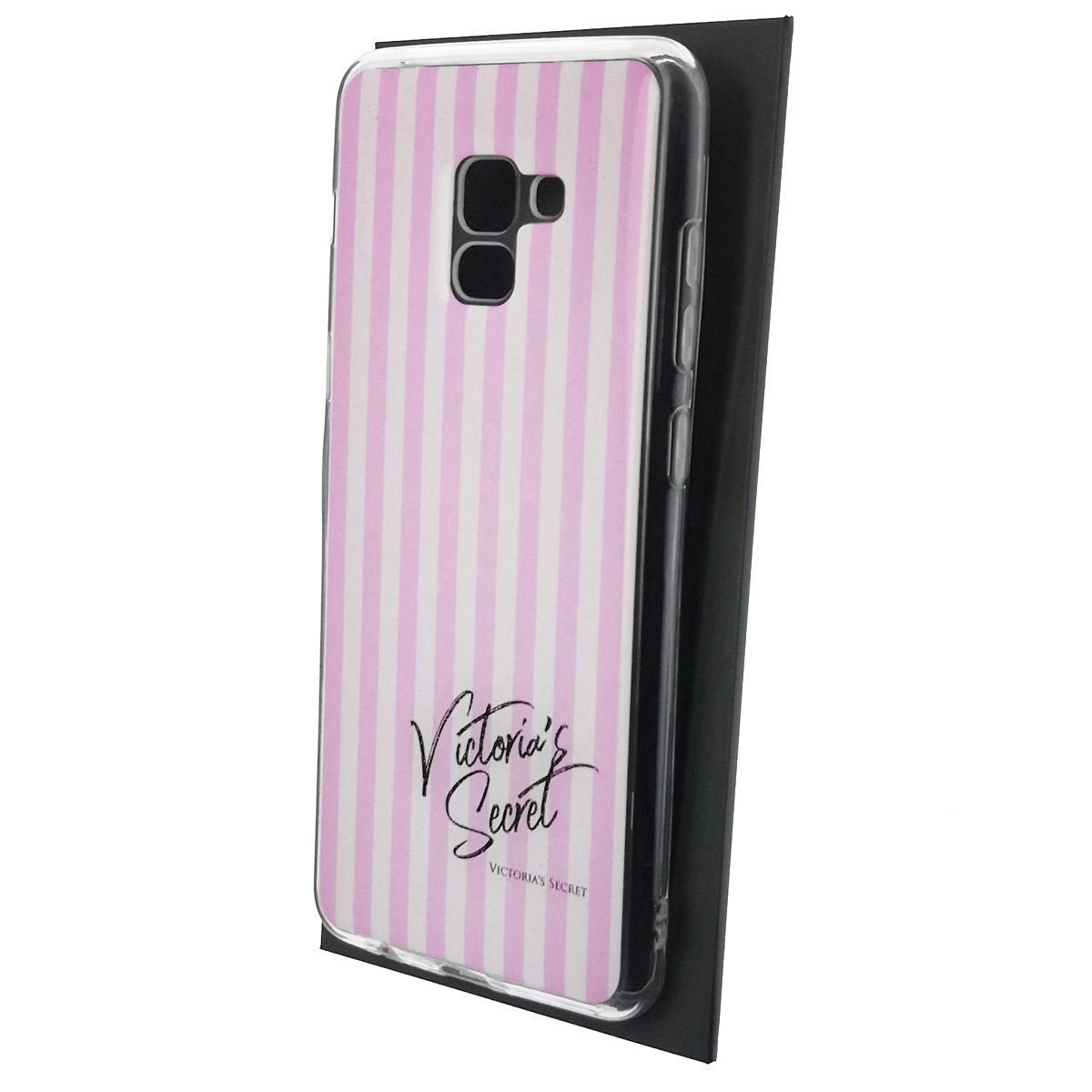Чехол накладка для SAMSUNG Galaxy A8 Plus (SM-A730), силикон, глянцевый, блестки, рисунок Victoria Secret