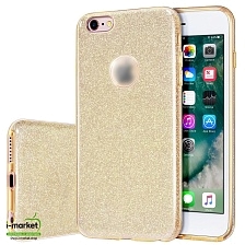 Чехол накладка Shine для APPLE iPhone 6, 6G, 6S, силикон, блестки, цвет золотистый