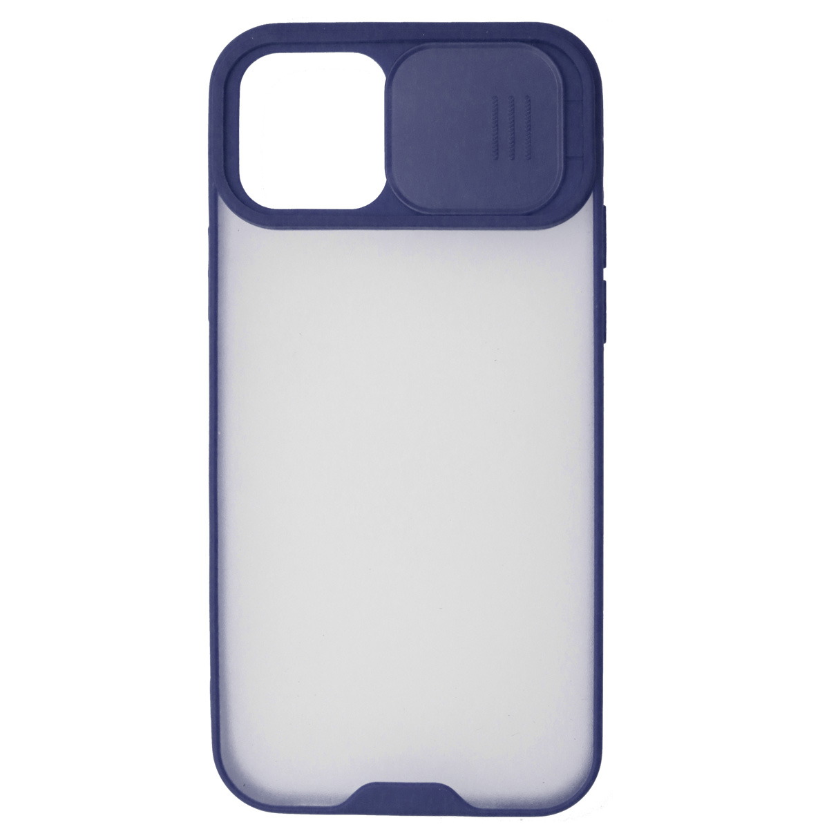 Чехол накладка LIFE TIME для APPLE iPhone 12, iPhone 12 Pro (6.1"), силикон, пластик, матовый, со шторкой для защиты задней камеры, цвет окантовки темно синий