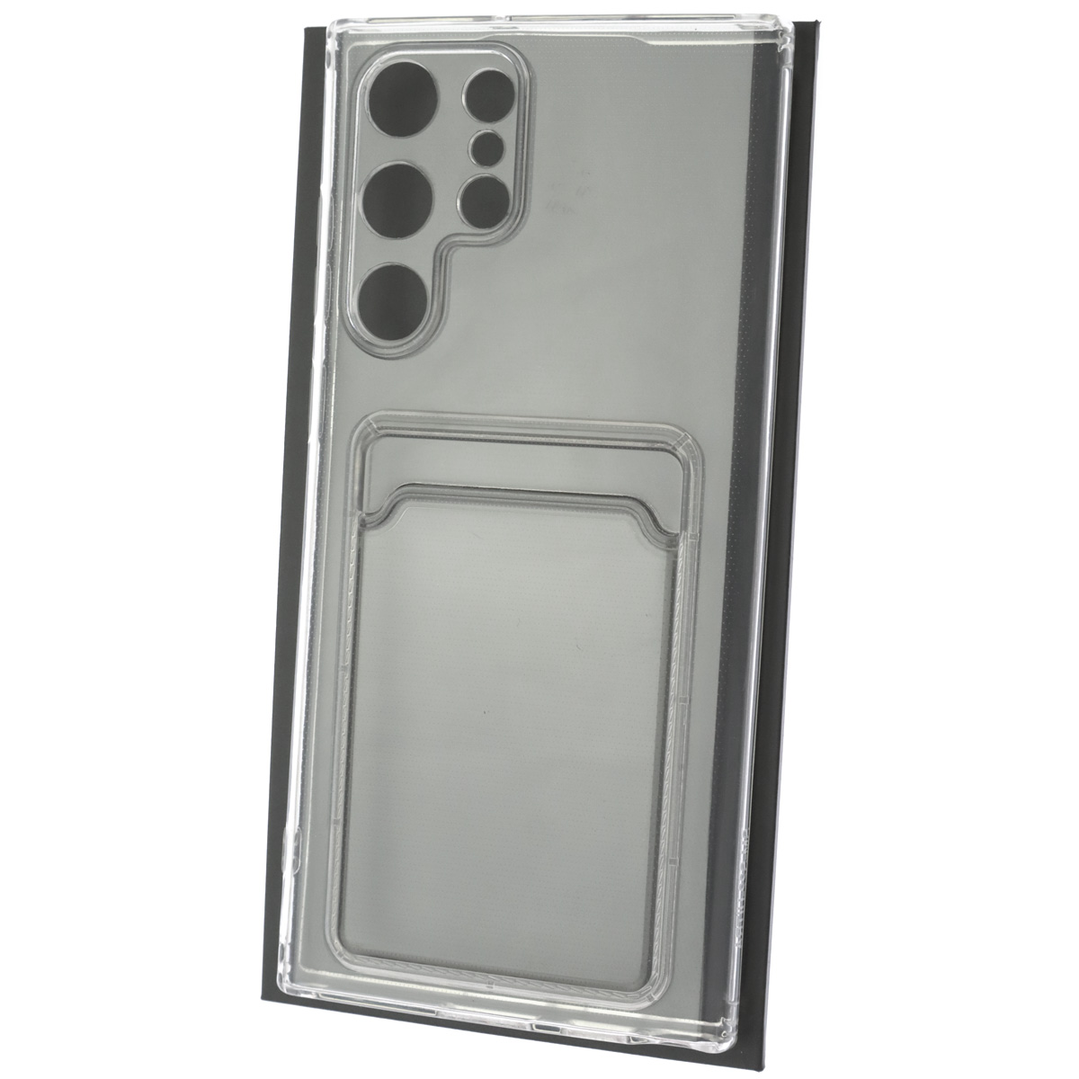 Чехол накладка CARD CASE для SAMSUNG Galaxy S22 Ultra, силикон, отдел для карт, цвет прозрачный