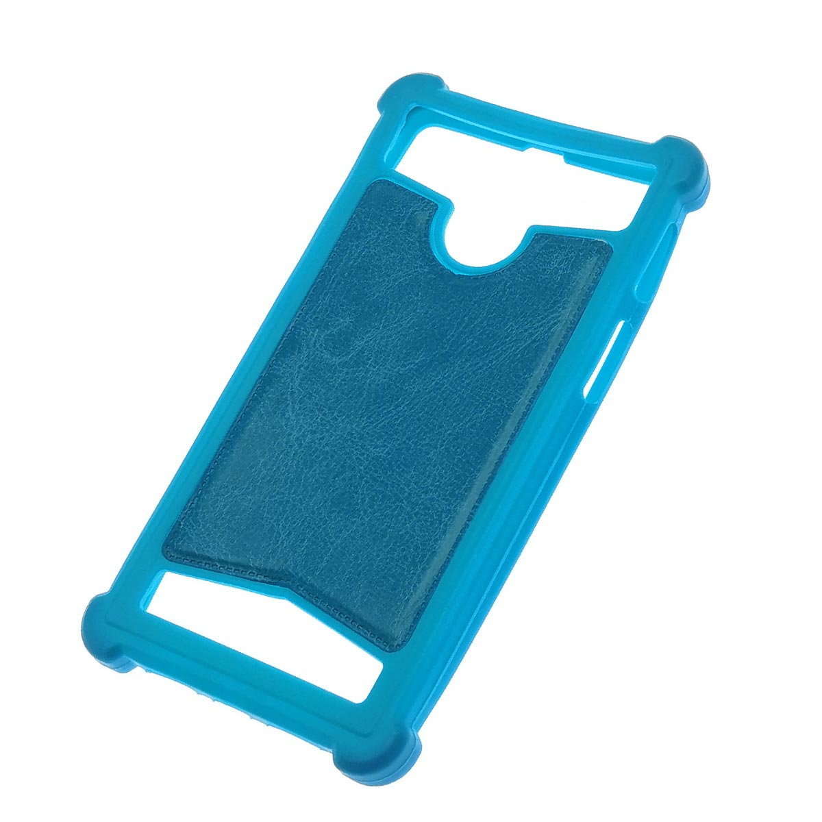 Чехол накладка универсальная 5.5 - 6.0 дюймов, силикон, экокожа, цвет голубой