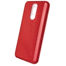 Чехол накладка для XIAOMI Redmi 8, силикон, блестки, цвет красный.