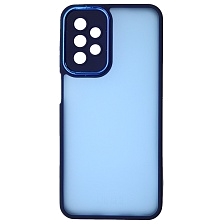Чехол накладка KING для SAMSUNG Galaxy A53, силикон, пластик, защита камеры, цвет окантовки темно синий