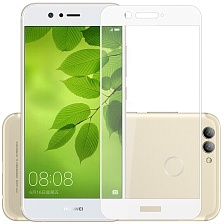 Защитное стекло 2D Full glass для Huawei Nova 2 plus /техпак/ белый.