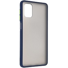 Чехол накладка SKIN SHELL для SAMSUNG Galaxy M51 (SM-515), силикон, пластик, цвет окантовки темно синий