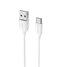 Кабель BOROFONE BX19 Benefit USB Type C, 3A, длина 1 метр, силикон, цвет белый