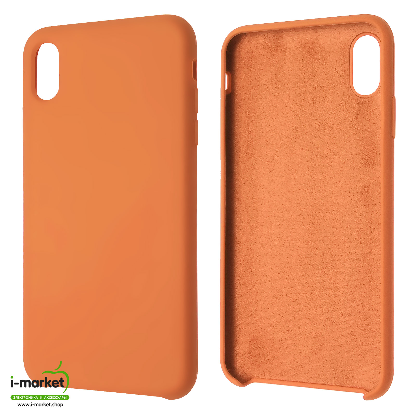 Чехол накладка Silicon Case для APPLE iPhone XS MAX, силикон, бархат, цвет оранжевый