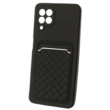 Чехол накладка CARD CASE для SAMSUNG Galaxy A22 4G (SM-A225F), M22 (SM-M225F), M32 (SM-M325F), силикон, отдел для карт, цвет черный