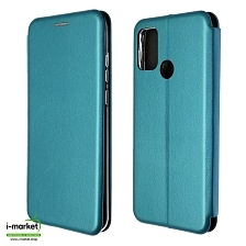 Чехол книжка STYLISH для HUAWEI Honor 9A (MOA-LX9N), экокожа, визитница, цвет голубой