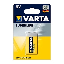 Батарейка VARTA SUPER LIFE (SUPER HEAVY DUTY) 9V BL-1 6LR61/6LF22 (2022) (1/10/50) ZINC-CARBON