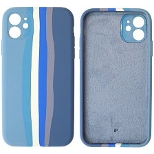 Чехол накладка Silicon Case для APPLE iPhone 11, силикон, бархат, цвет сине серый