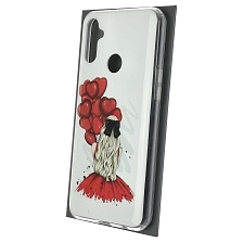 Чехол накладка для Realme C3, силикон, рисунок девушка с воздушными шариками