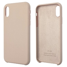 Чехол накладка Silicon Case для APPLE iPhone XR, силикон, бархат, цвет розово бежевый