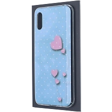 Чехол накладка для XIAOMI Redmi 9A, силикон, рисунок Розовые сердечки