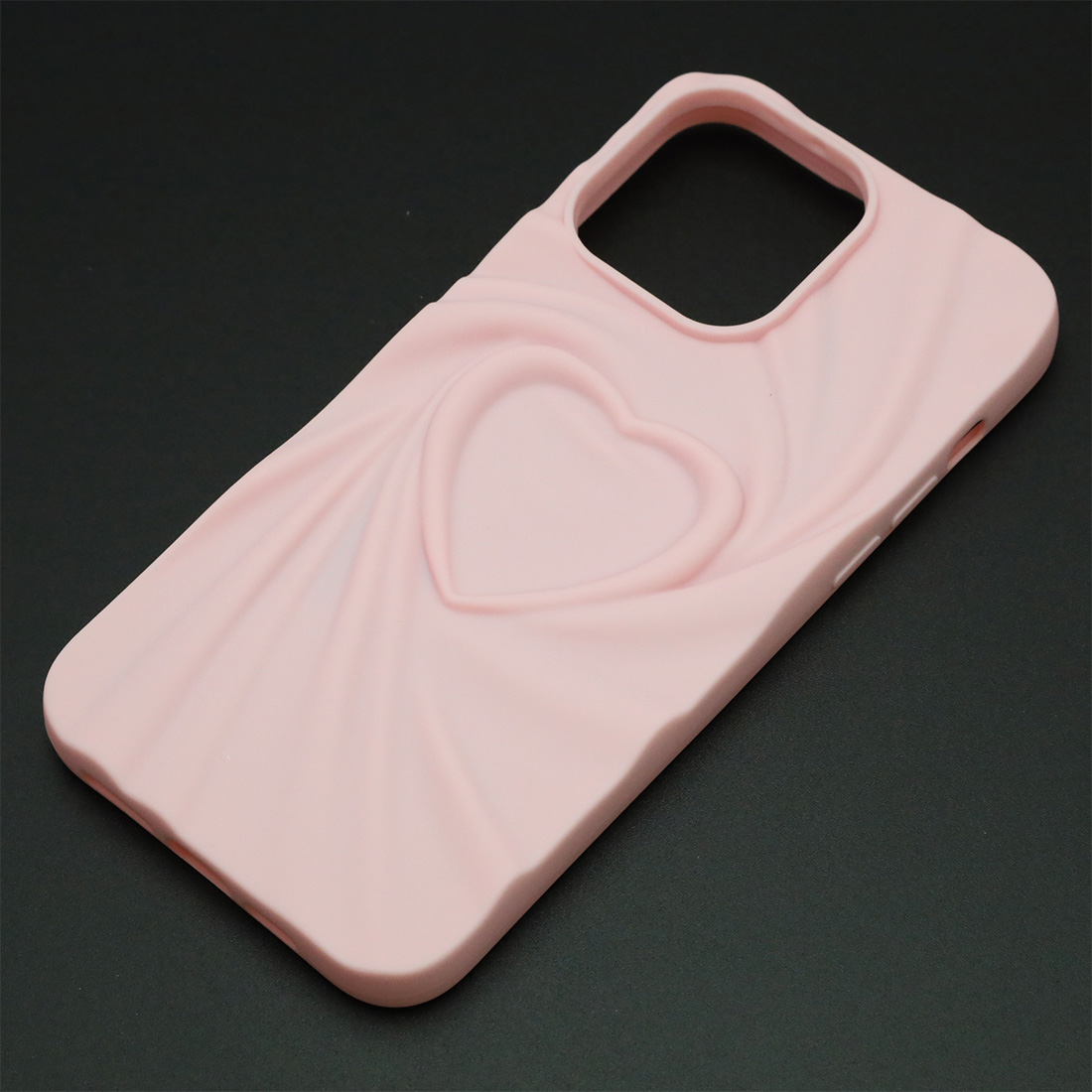 Чехол накладка для APPLE iPhone 14 Pro Max, силикон, 3D сердце, цвет розовый