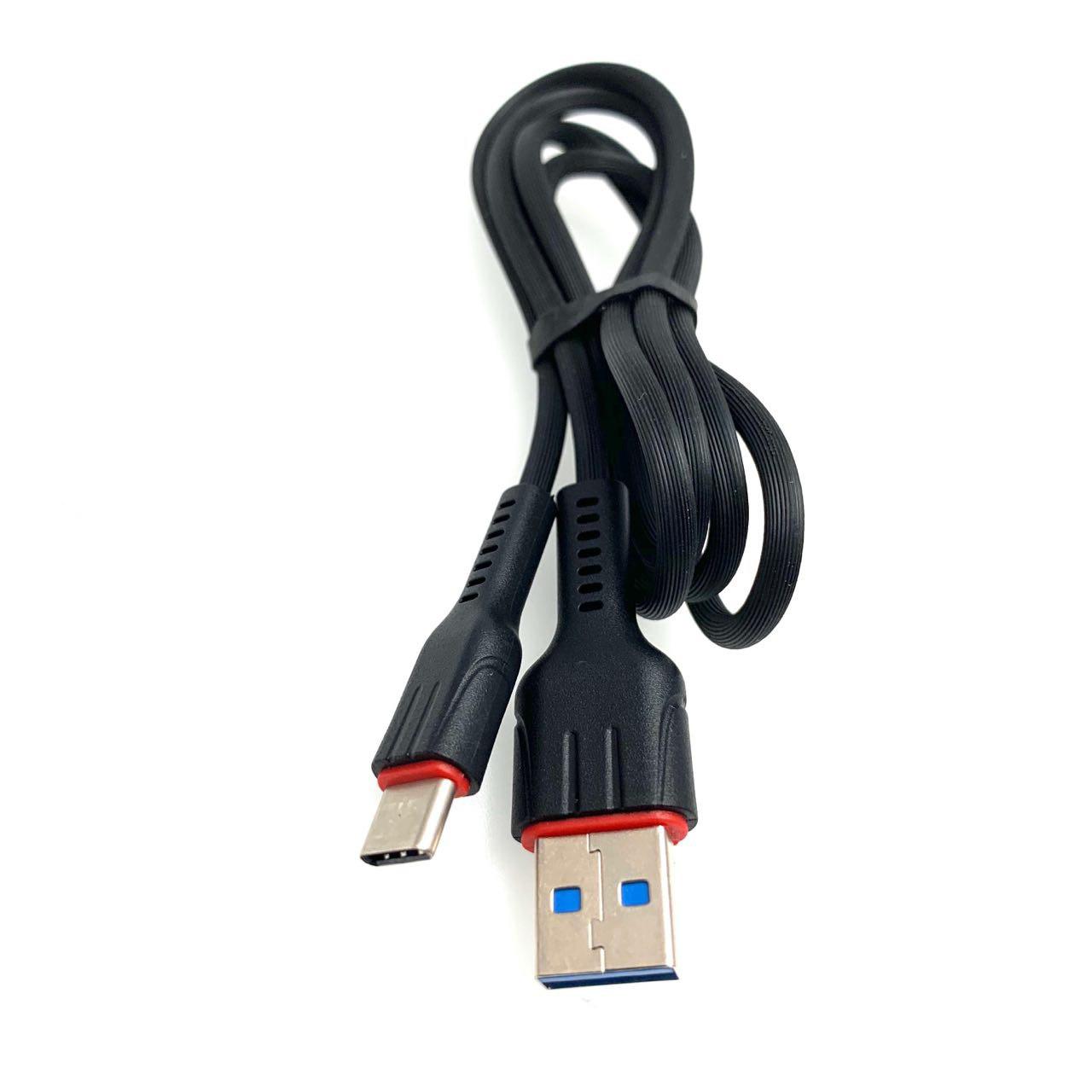 USB Дата-кабель "R30" Type-C USB в силиконовой оболочке, длина 1 метр, цвет чёрный, полоски.