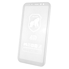Защитное стекло 9D Full Glue для SAMSUNG Galaxy A8 Plus 2018 (SM-A730F), цвет канта белый.