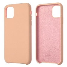 Чехол накладка Silicon Case для APPLE iPhone 11, силикон, бархат, цвет персиковый