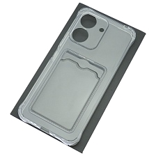 Чехол накладка CARD CASE для XIAOMI Redmi 13C, защита камеры, силикон, отдел для карт, цвет прозрачный