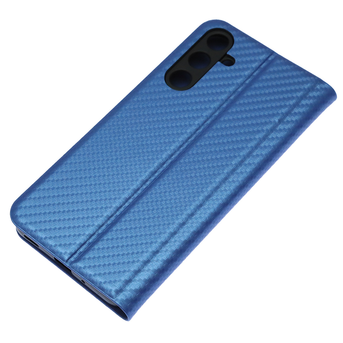 Чехол книжка CHESS для SAMSUNG Galaxy A16, текстура карбон, визитница, цвет синий