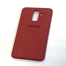 Чехол накладка для SAMSUNG Galaxy J8 2018, силикон, с логотипом, цвет красный