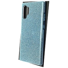 Чехол накладка Shine для SAMSUNG Galaxy Note 10 Plus (SM-N975), силикон, блестки, цвет голубой