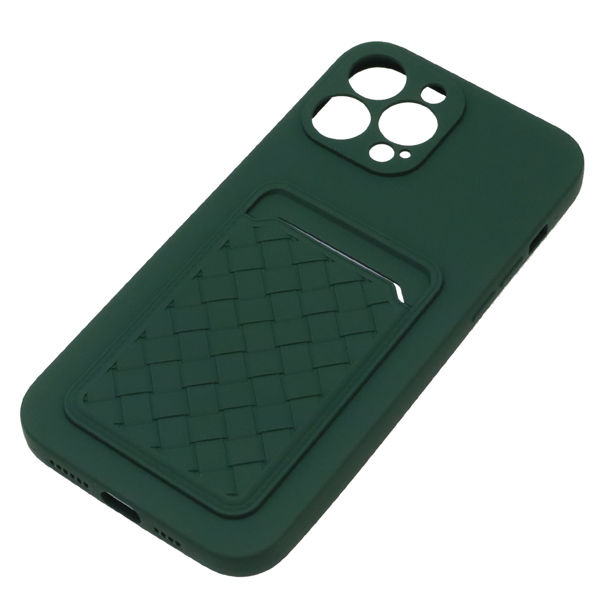 Чехол накладка CARD CASE для APPLE iPhone 13 Pro Max (6.7"), силикон, отдел для карт, цвет темно зеленый Чехол накладка CARD CASE для APPLE iPhone 13 Pro Max (6.7"), силикон, отдел для карт, цвет темно зеленый